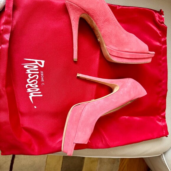 Jerome C. Rousseau high heel coral suede pumps 38.5 (US size 8.5-9) - Picture 2 of 10